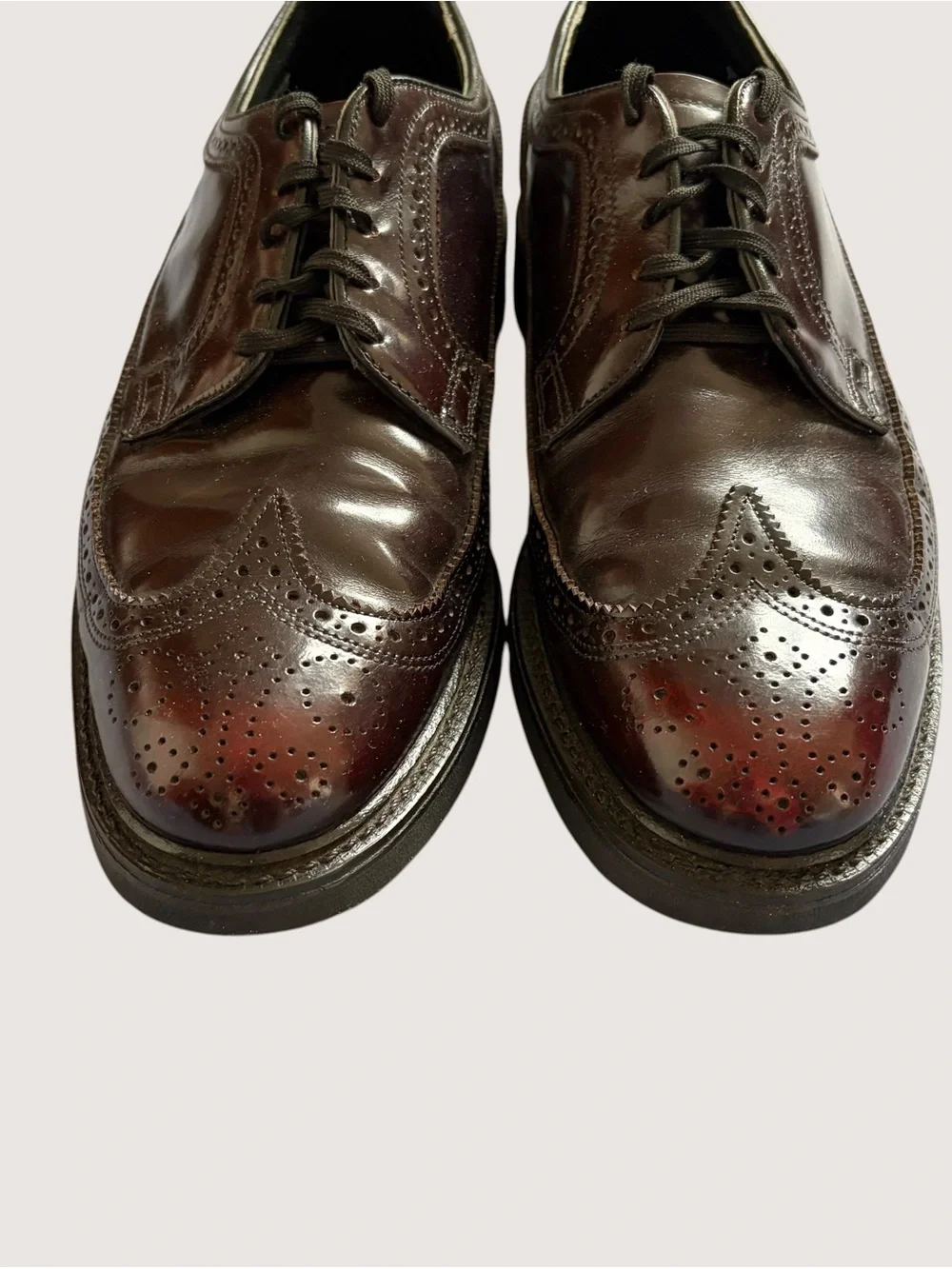 Men's Leather Wingtip Brogue Derby - Burnished Burgundy Brown